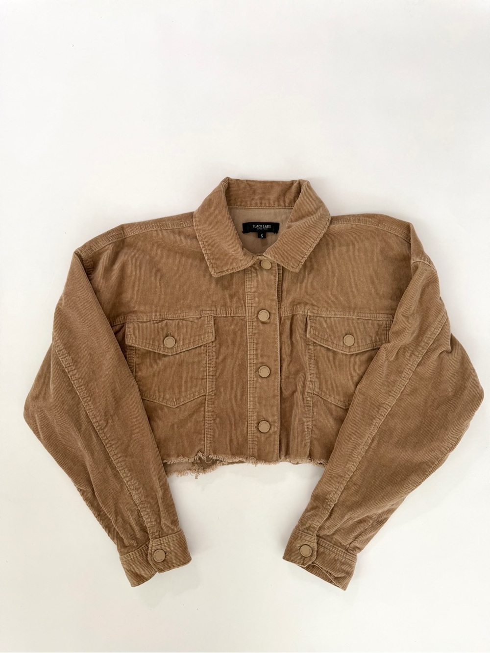 Tan Corduroy Cropped Buttoned Jacket